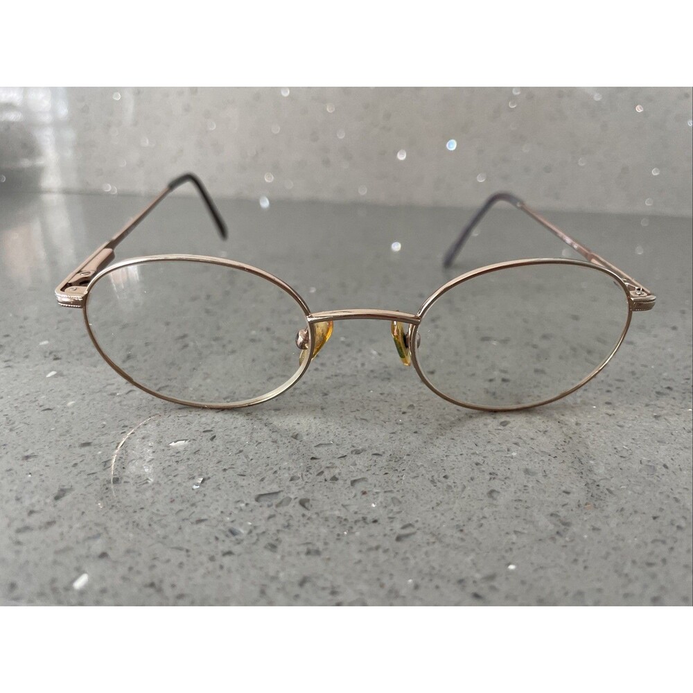 GUESS EYEGLASSES FRAMES ONLY BRN 47-20 140 gold round full rim